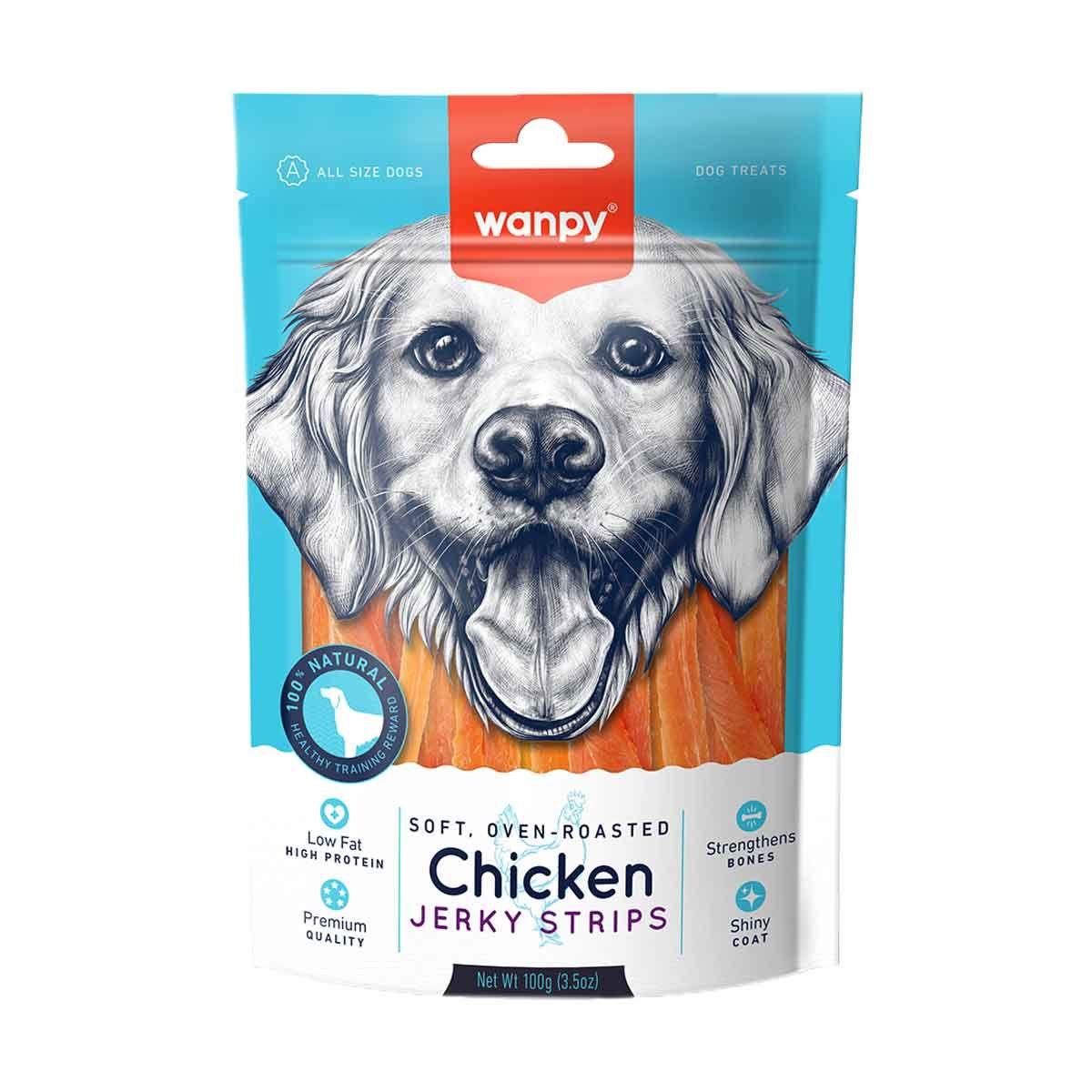 Wanpy Soft Oven Roasted Chicken Jerky Strips 100G Dog Treat - Cadotails