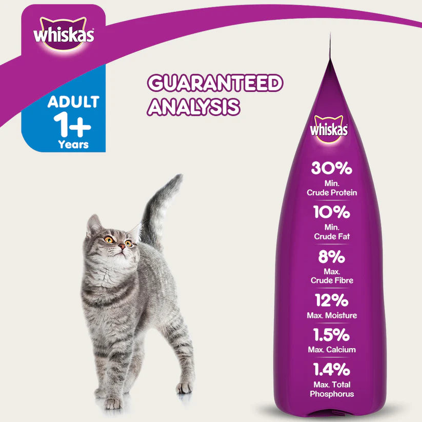 Whiskas Hairball Control Chicken & Tuna Flavour Cat Dry Food for Adult Cats (1+ Years) - Cadotails