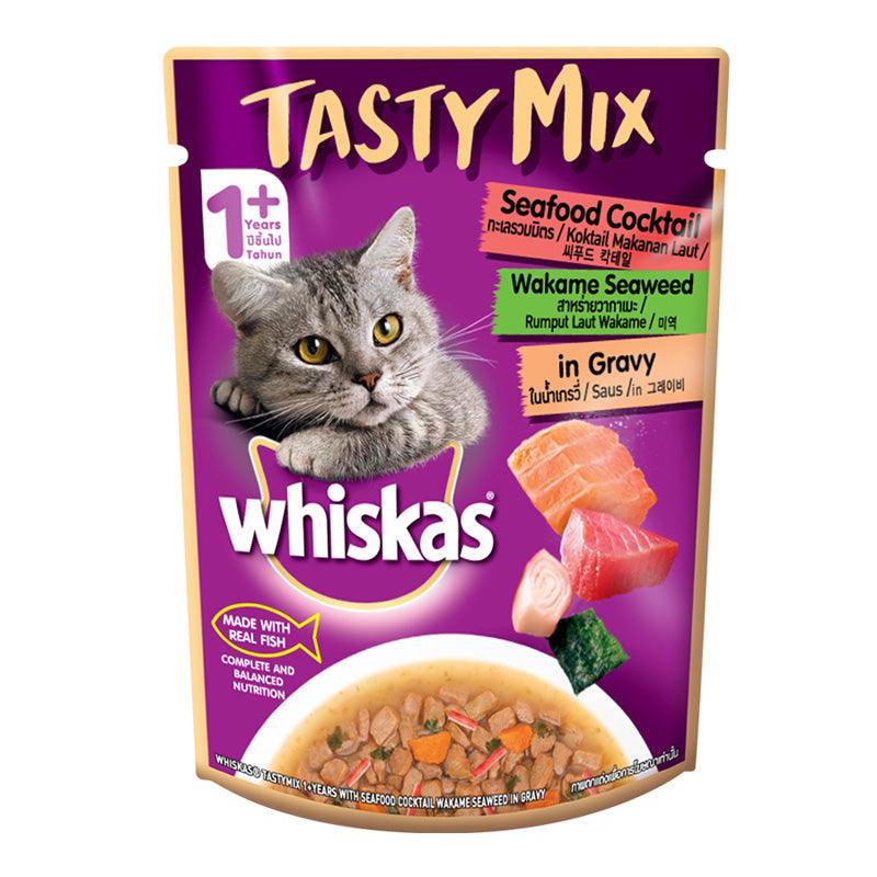 Whiskas Seafood Cocktail Wakame Seaweed In Gravy Tasty Mix Cat Wet Food - Cadotails