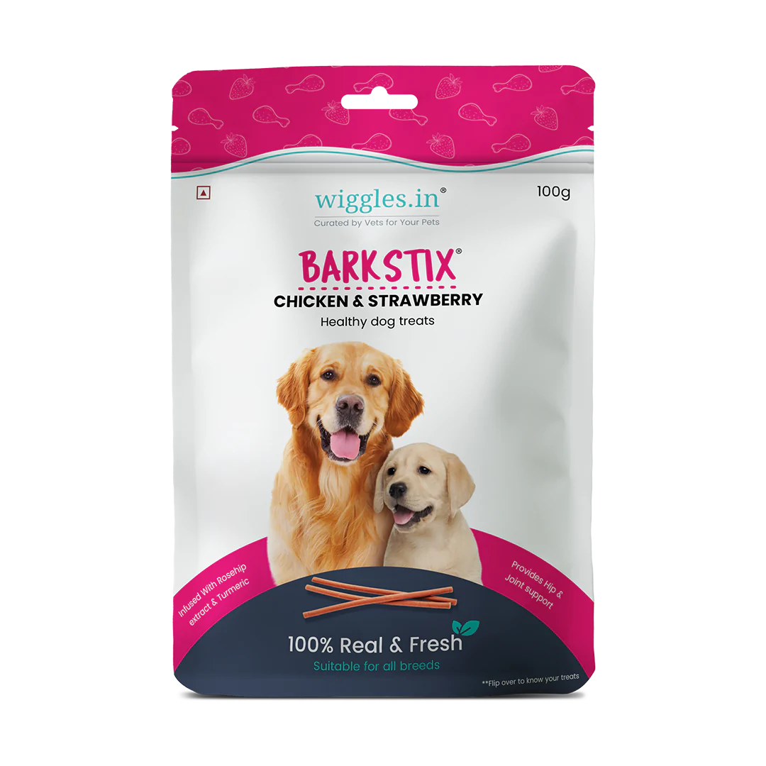 Wiggles Barkstix Chicken & Strawberry 100G Dog Treat - Cadotails