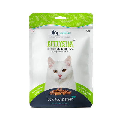 Wiggles Kittystix Chicken & Herbs 70G Cat Treat - Cadotails