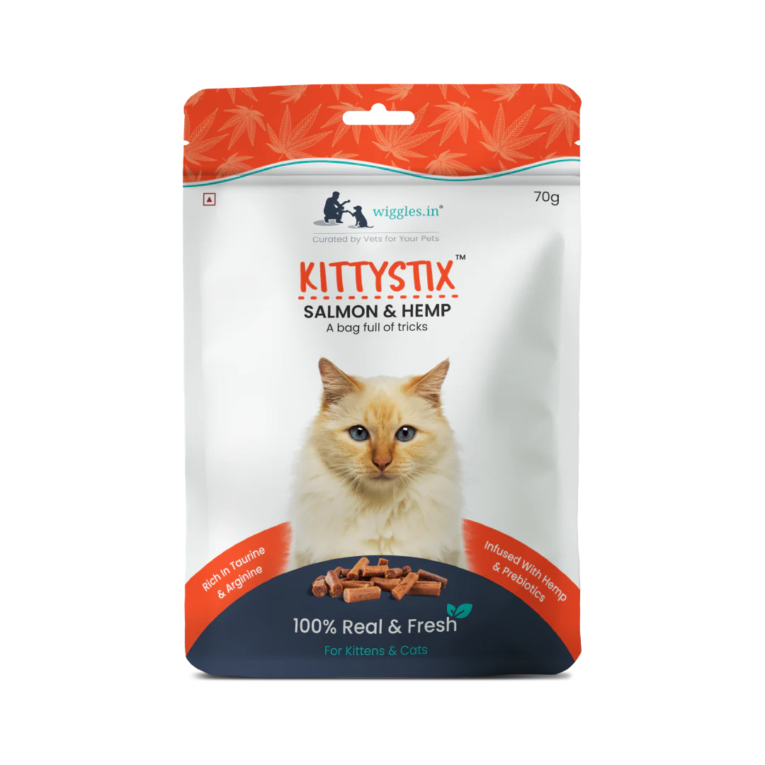 Wiggles Kittystix Salmon & Hemp 70G Cat Treat - Cadotails